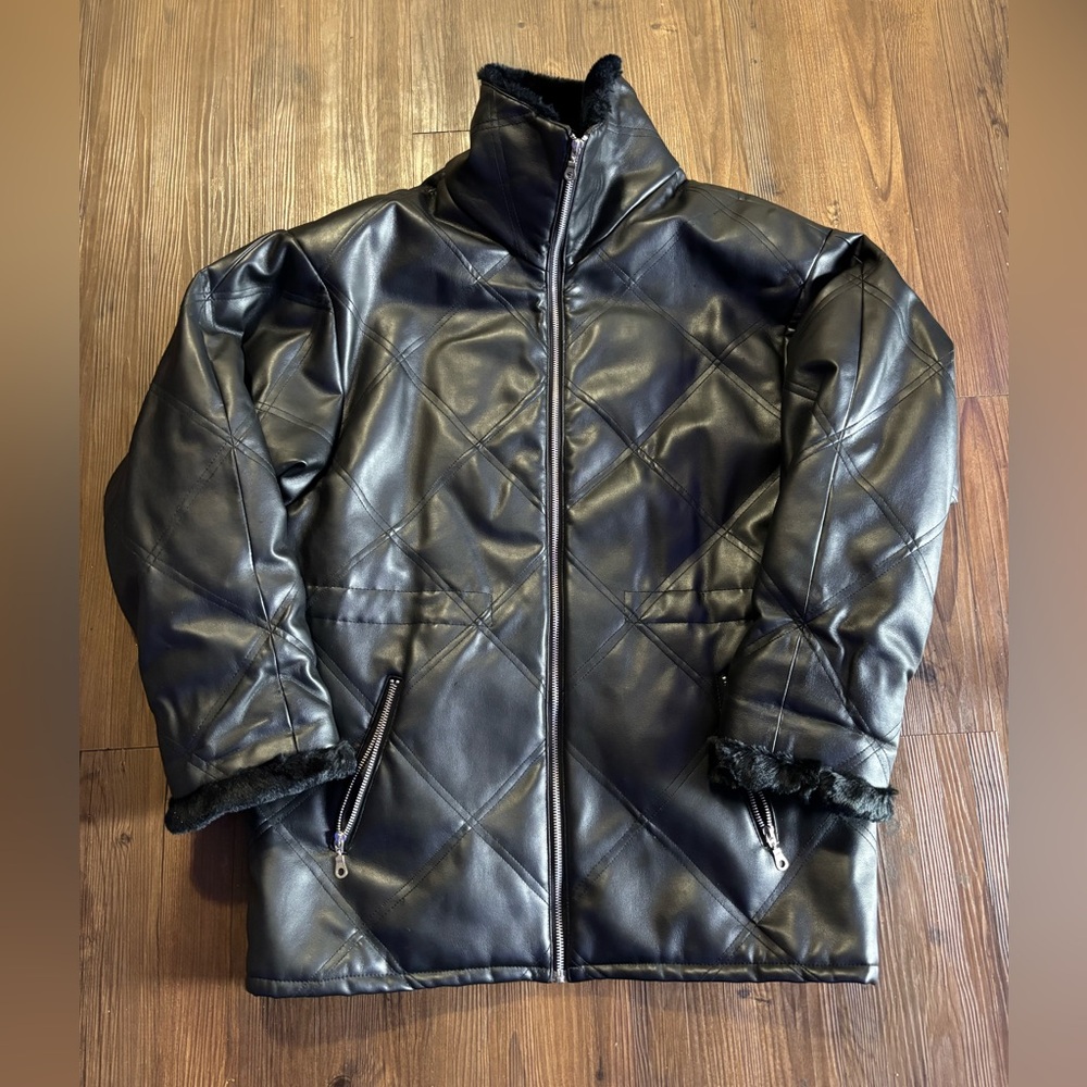 Faux leather women’s deep jacket